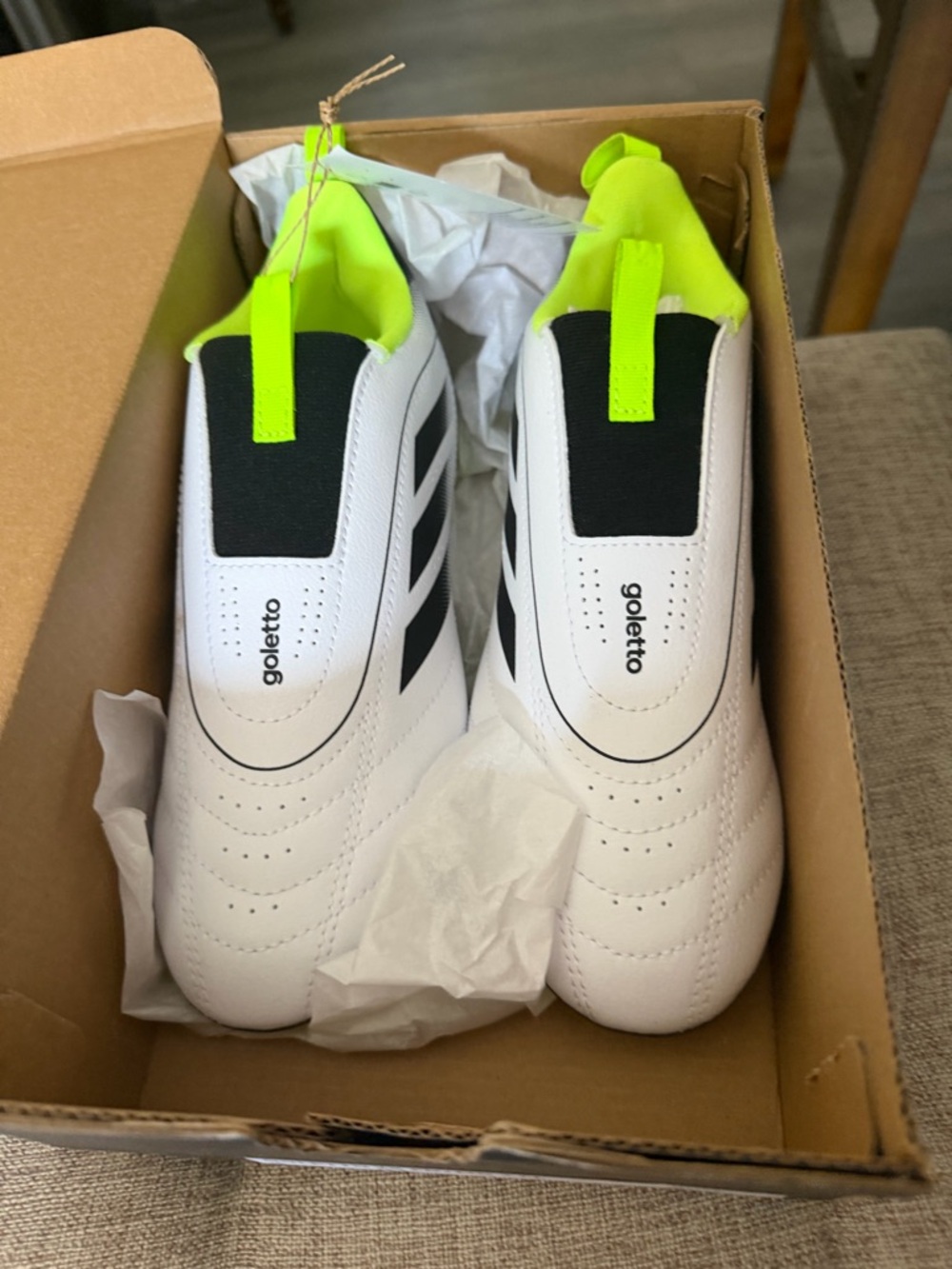 adidas White Sneakers with Neon Yellow and Black Accents
